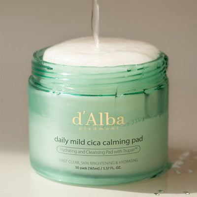d'Alba Daily Mild Cica Calming Pad 165ml (50ea) with fermented for improved absorption and brightness