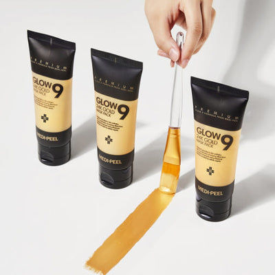 MEDIPEEL Glow 9 24K Gold Mask Pack 100ml with hyaluronic for deep hydration