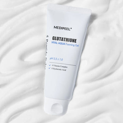 MEDIPEEL Glutathione Hyal Aqua Foaming Gel Cleanser 150ml with peptide for anti-wrinkle and firmness