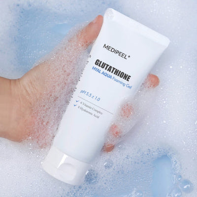MEDIPEEL Glutathione Hyal Aqua Foaming Gel Cleanser 150ml with peptide for anti-wrinkle and firmness