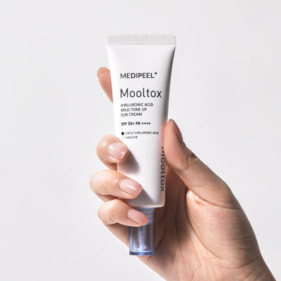 MEDIPEEL Hyaluronic Acid Layer Mooltox Mild Tone Up Sun Cream SPF 50+PA++++ 50g with hyaluronic for deep hydration