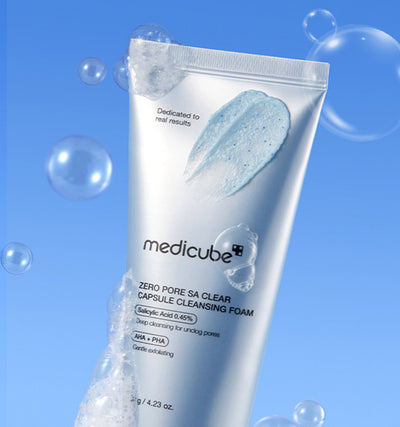 medicube Zero Pore Capsule Cleansing Foam 120g with pha for gentle exfoliation and hydration