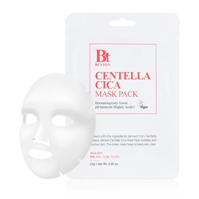 Benton Centella Cica Mask Pack 23g x 10ea with fermented for improved absorption and brightness