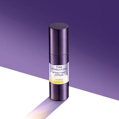 MISSHA Time Revolution Retinol 500 Shot Ampoule 10ml with fermented for improved absorption and brightness