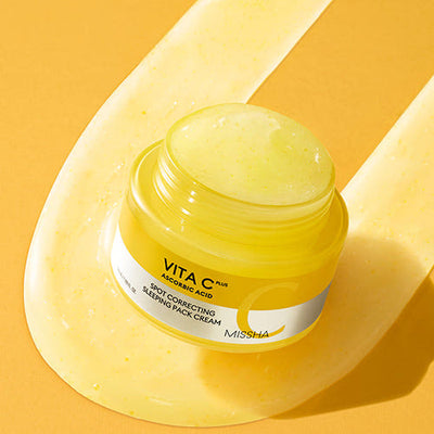MISSHA Vita C Plus Spot Correcting Sleeping Mask Pack Cream 50ml with peptide for anti-wrinkle and firmness