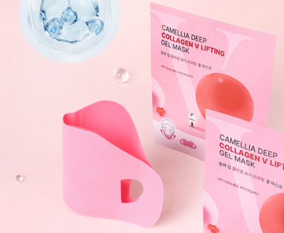 Round Lab Camellia Deep Collagen Firming Gel Mask Sheet 10g X 4ea with peptide for anti-wrinkle and firmness
