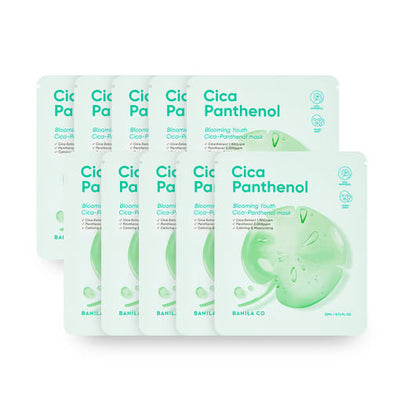 BANILA CO Blooming Youth Cica Panthenol Mask 22ml X 10ea with centella for soothing and repair