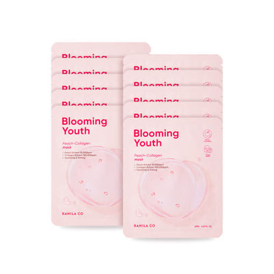 BANILA CO Blooming Youth Peach Collagen Mask Sheet 20ml X 10ea with collagen for firmness and elasticity