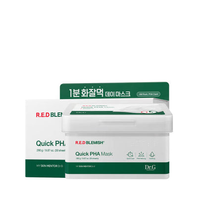 Dr.G RED BLEMISH Quick PHA Mask Sheet 280g/30ea with pha for gentle exfoliation and hydration
