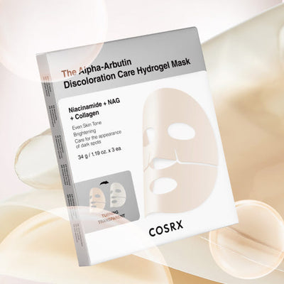 COSRX The Alpha-Arbutin Discoloration Care Hydrogel Mask 34g X 3ea with collagen for firmness and elasticity