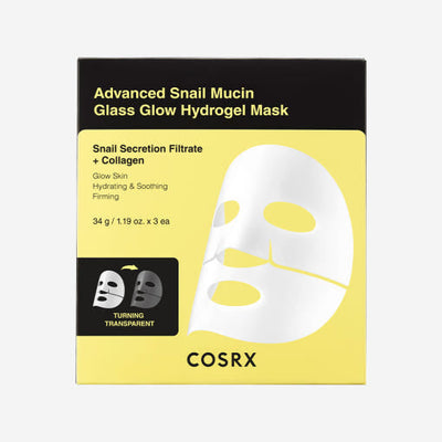 COSRX Advanced Snail Mucin Glass Glow Hydrogel Mask 34g X 3ea with snail for regeneration and scars