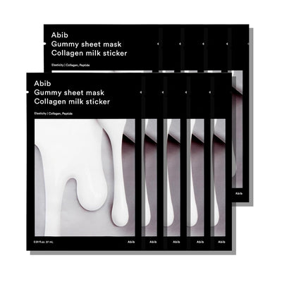 Abib Gummy Sheet Mask Collagen Milk Sticker 27ml X 10ea with collagen for firmness and elasticity
