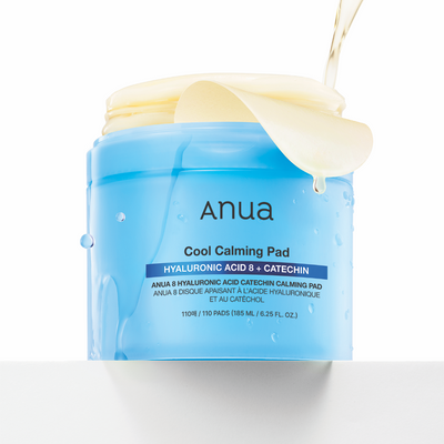 Anua 8 Hyaluronic Acid Catechin Calming Pad 185ml/110ea with hyaluronic for deep hydration