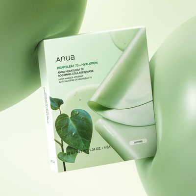 ANUA Heartleaf 70 Soothing Collagen Mask 38g X 4ea with peptide for anti-wrinkle and firmness