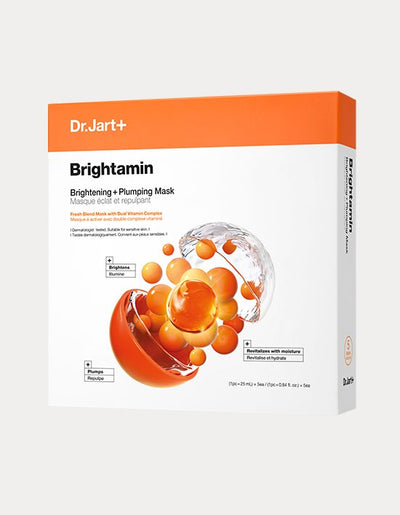 Dr.jart+ Brightamin Brightening + Plumping Face Mask With Vitamin C 25ml X 5ea with niacinamide for bright skin and minimized pores