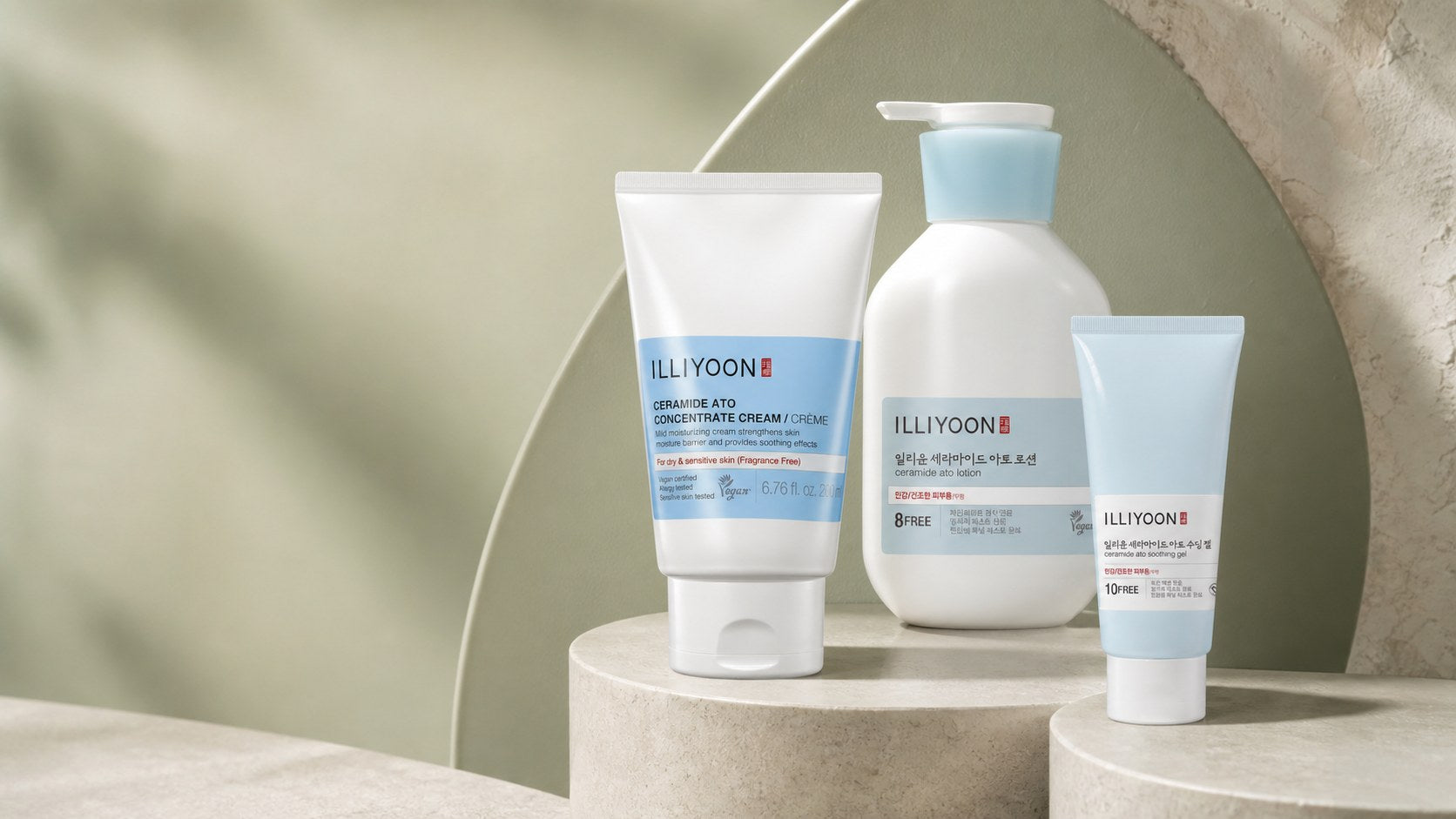 ILLIYOON Ceramide Ato cream, lotion and soothing gel